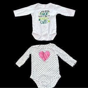 Baby Girl Holiday Onesies- Shamrock & Valentine - 12-18 months - EUC